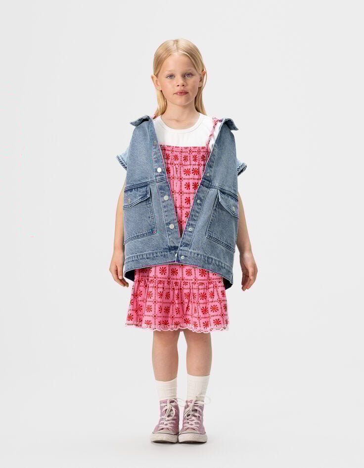 Girls’ pink graphic print dress-2 Girls’ pink graphic print dress-2
