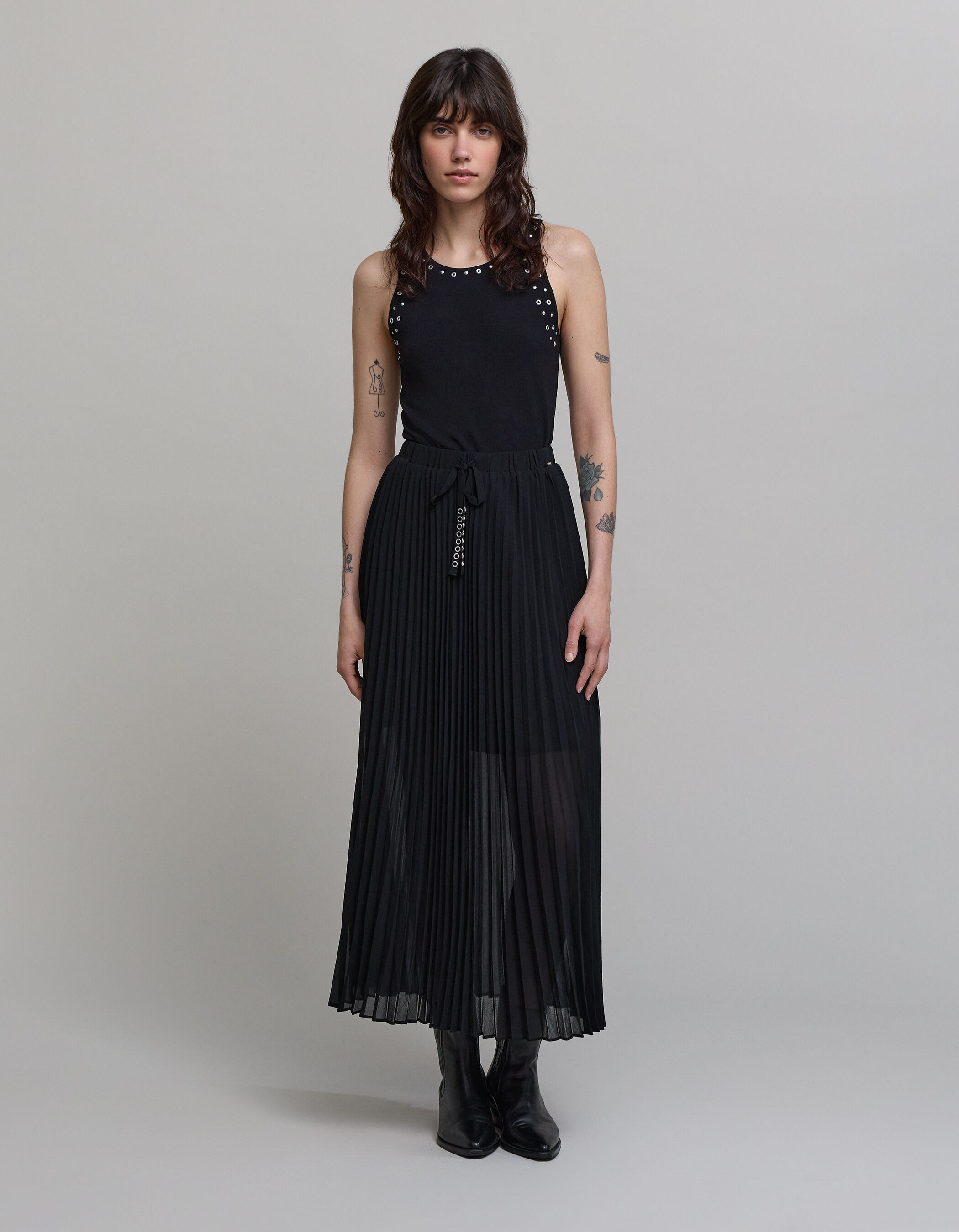 Jupe plissée noire ikks outlet