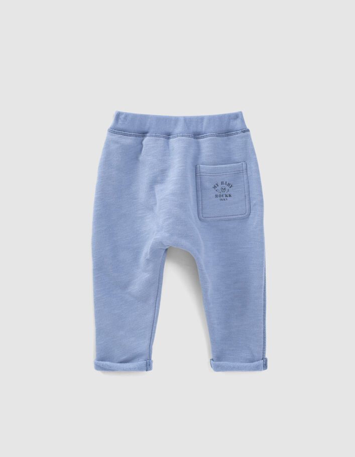 Baby’s medium blue organic sweatshirt fabric trousers - IKKS