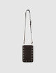 The clutch bag brown leather eyelets Women-2