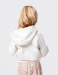 Cardigan écru zippé brodé à capuche fille-2