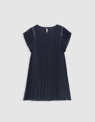 Marine pliss&eacute;jurk sierstuds meisjes - IKKS