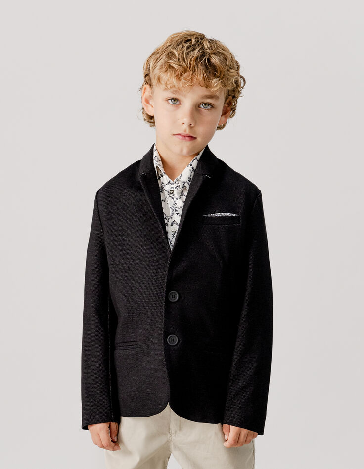 Veste de costume cérémonie noire faux-uni garçon-2