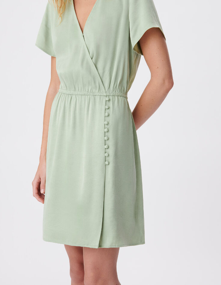 Women&rsquo;s flowing green wrap-style dress-5