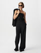 Combinaison-bustier noire motif léopard brodé sequins Femme-1