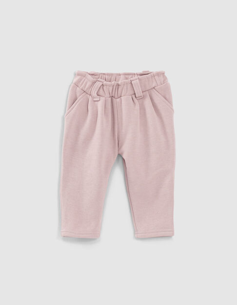Baby girls’ powder pink joggers with printed belt - IKKS