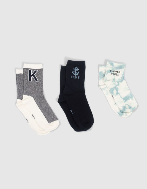 Boys’ navy, white and blue socks