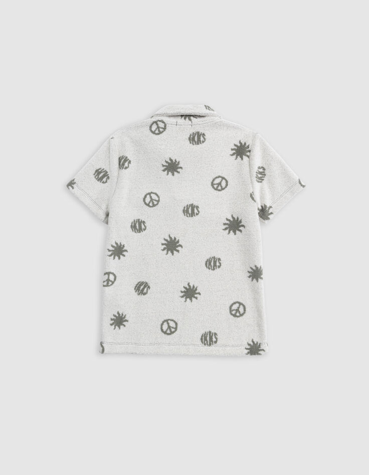 Polo kaki éponge motifs peace and love garçon-4