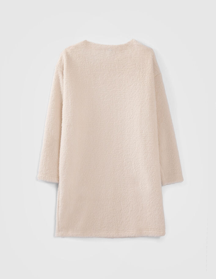 Cremeweißes Mädchenflauschstrickkleid-4