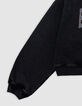 Grey cropped sweatshirt with sequined message for girl-5