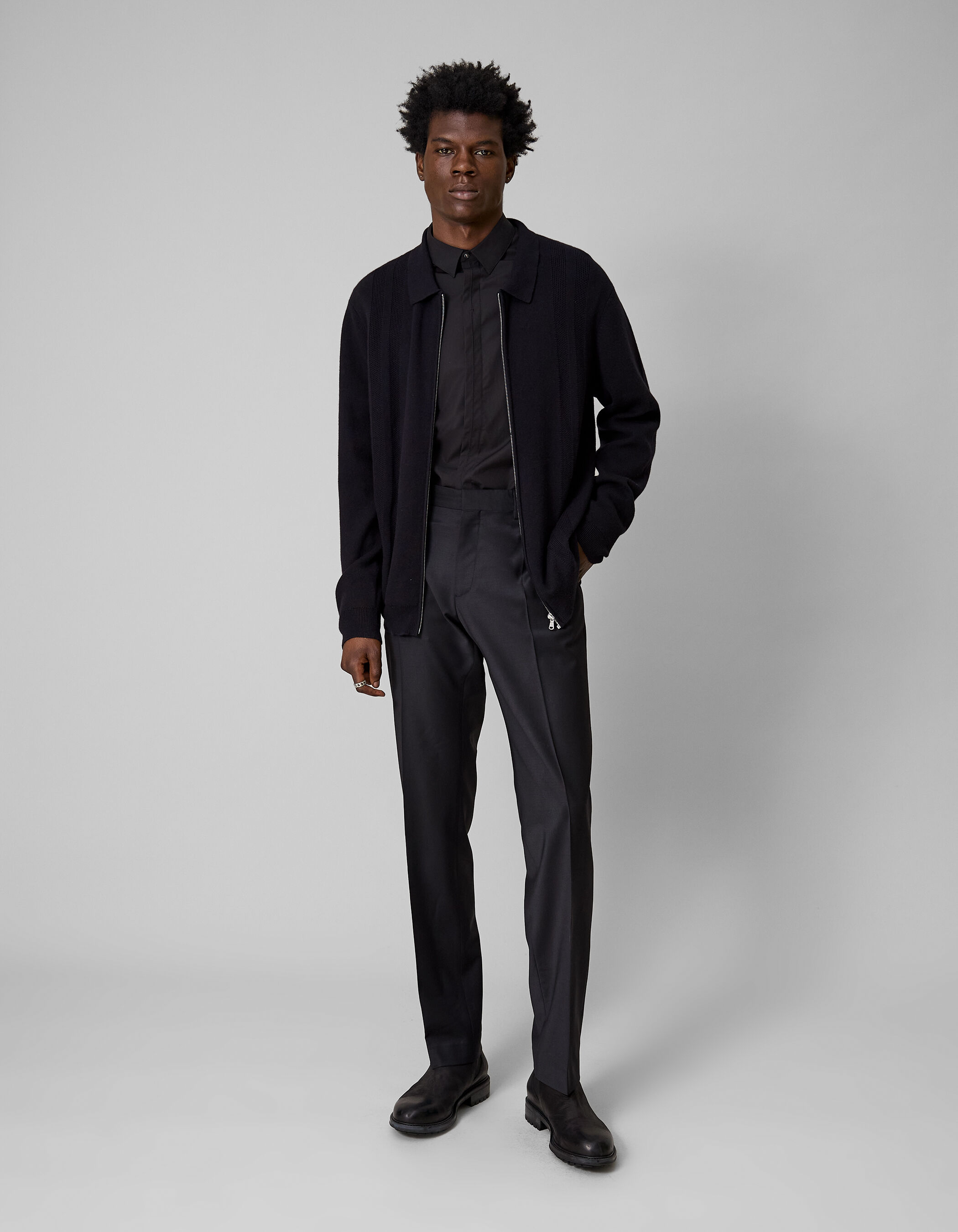 Mens black zip up cardigan clearance