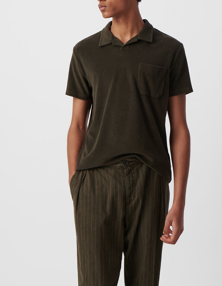Polo caqui algod&oacute;n rizo hombre-2