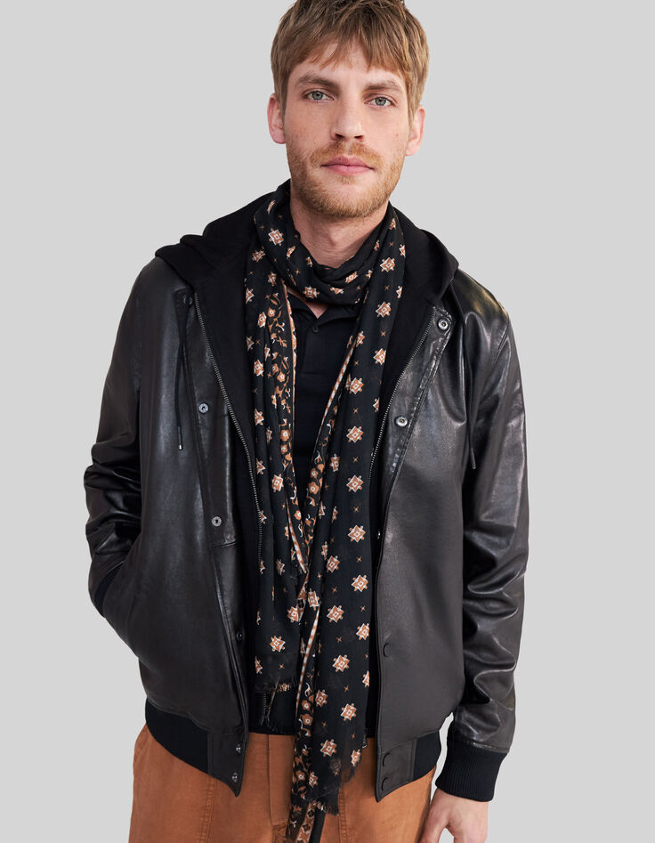 Fular negro estampado minimalista rock hombre-6