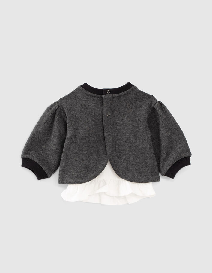 Baby girls’ 2-in-1 black sweatshirt/ecru T-shirt - IKKS