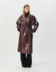 Bordeauxroter Damen-Trenchcoat lang Vinyloptik-1
