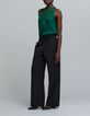 Woman's crumpled emerald top with lace detail-1