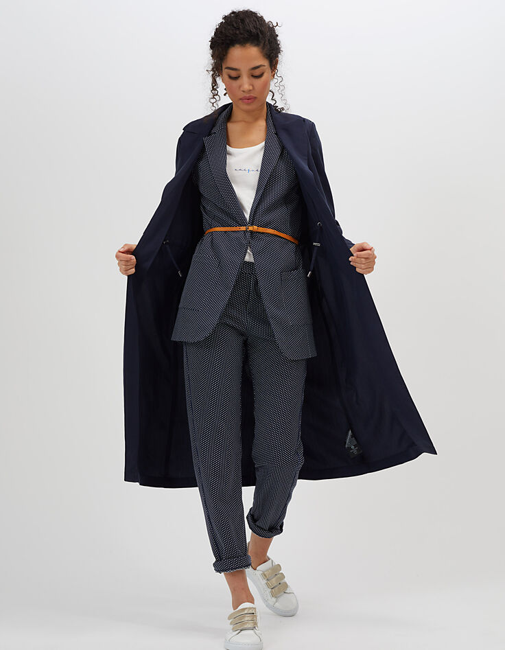 I.Code navy trench coat, gold embroidery-6