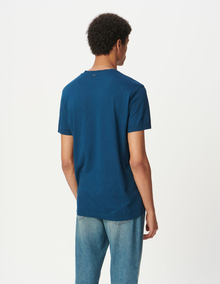 Men’s blue cotton modal short-sleeved T-shirt-3