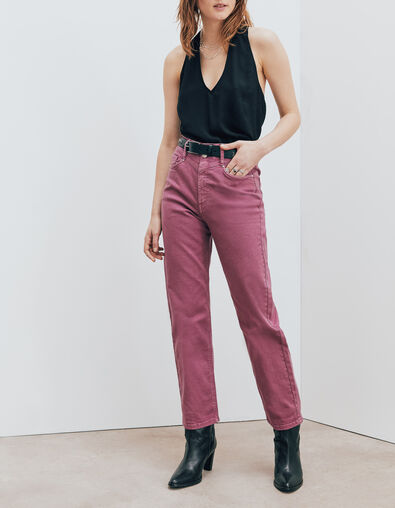 Jean slouchy en coton bio hibiscus mid waist cropped femme - IKKS