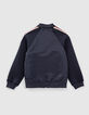 Marineblaue College-Jungenjacke mit Streifenbändern -3