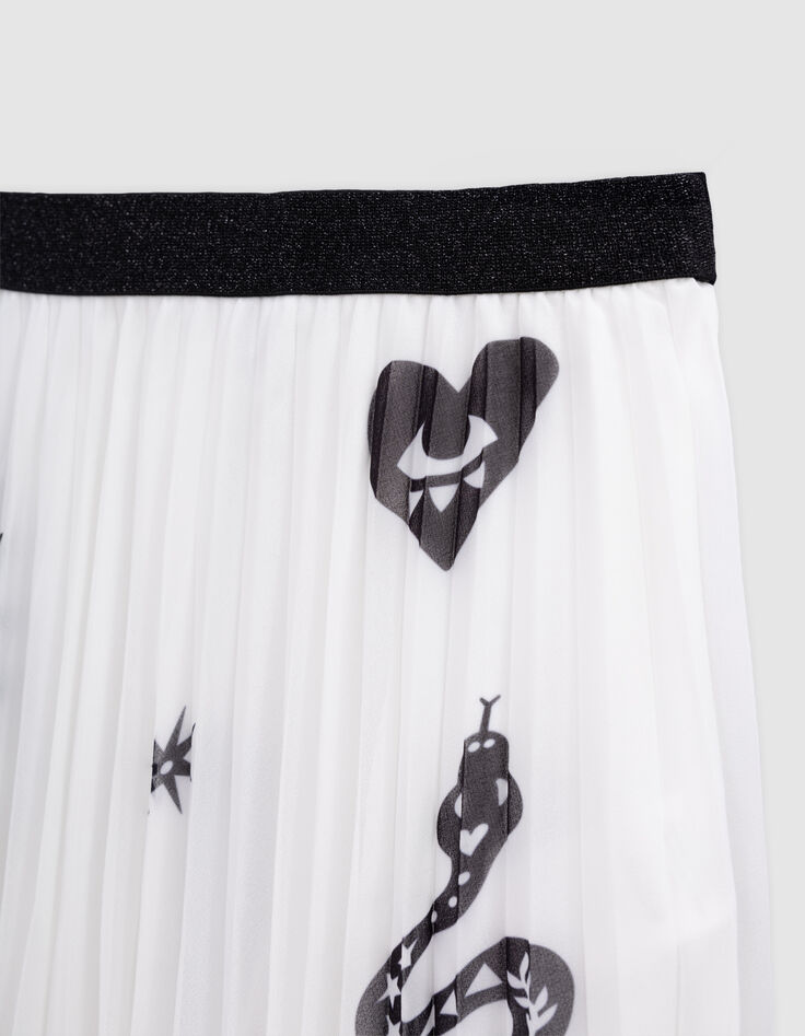 Jupe longue blanche plissée imprimé maxi motifs fille-6