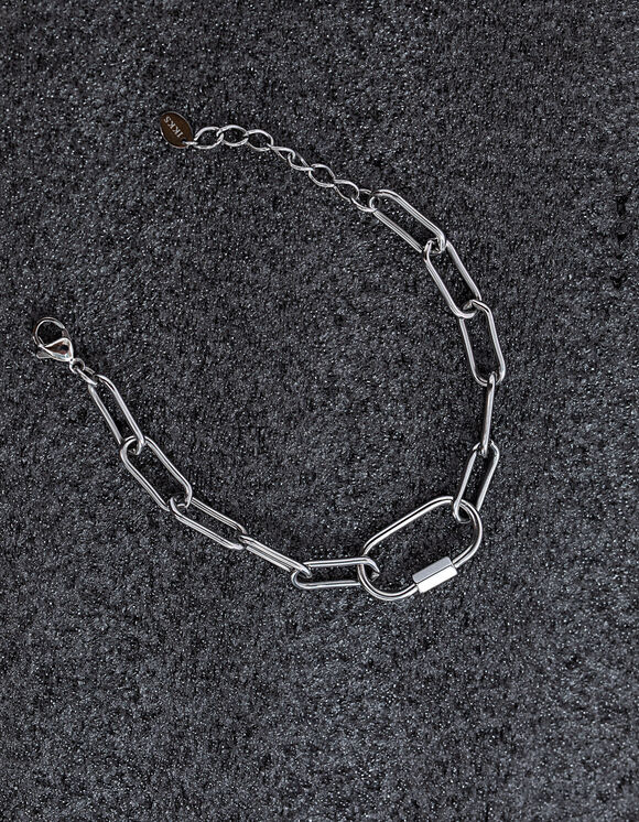 Women’s cable link chain rock bracelet with snap hook