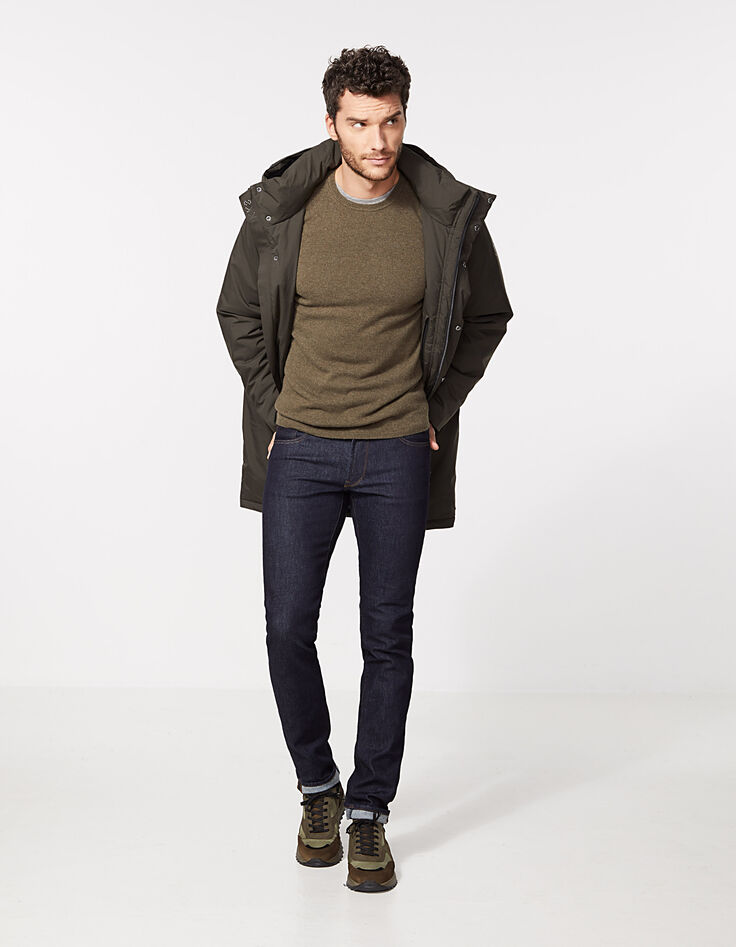 Pull kaki col rond en cachemire Homme-6