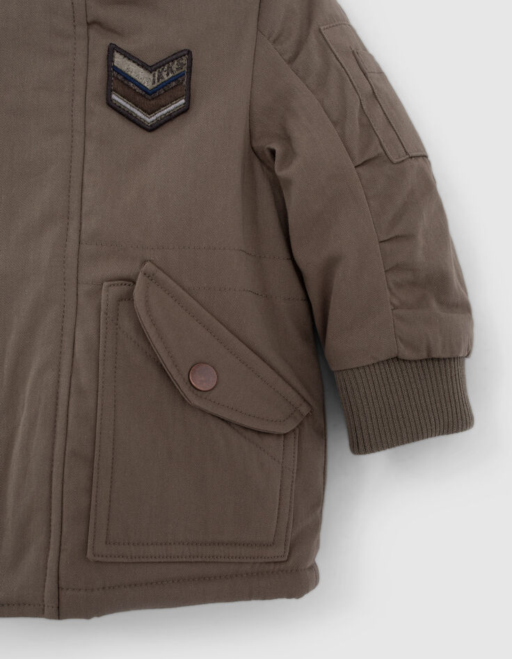 Parka kaki fourrée avec lunettes-aviateur bébé garçon-4