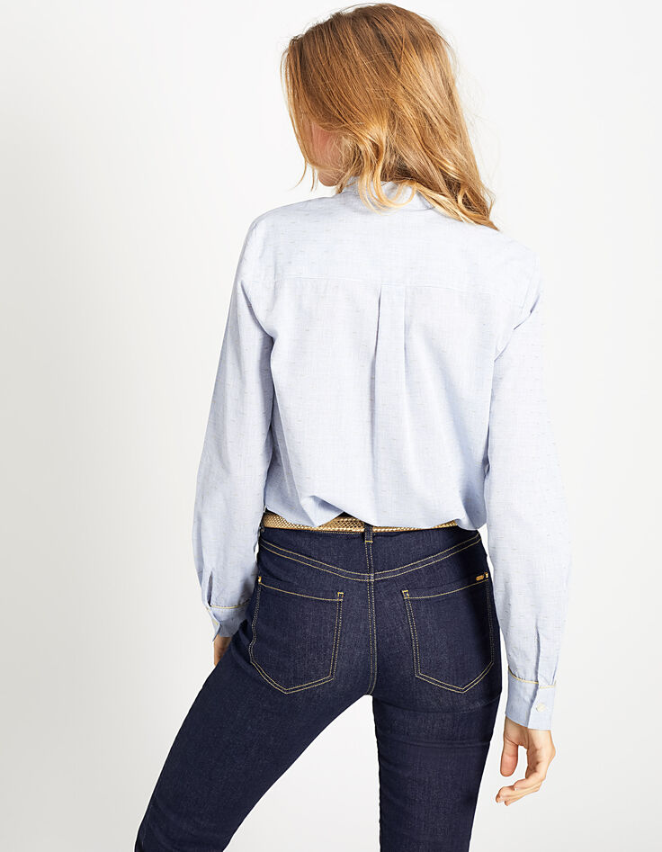 Chemise bleuet à jacquard doré I.Code-4
