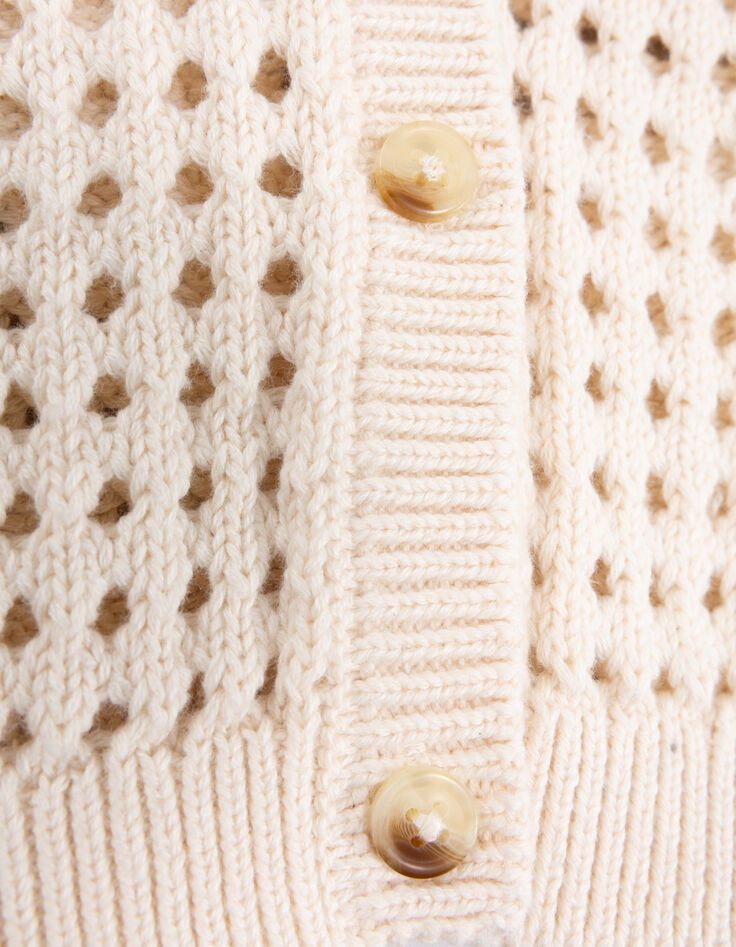 Cardigan écru coton bio tricot ajouré fille-8