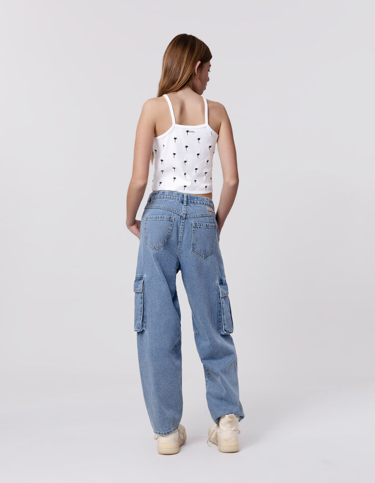 Jean BALLOON bleu Waterless poches battle fille-3