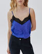 Women’s blue lingerie-style top with skull motif-1
