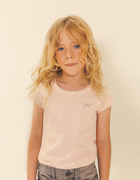 Camiseta rosa polvoroso Essentiel niña algodón