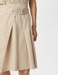 Beige plooirok wikkelmodel Dames-4