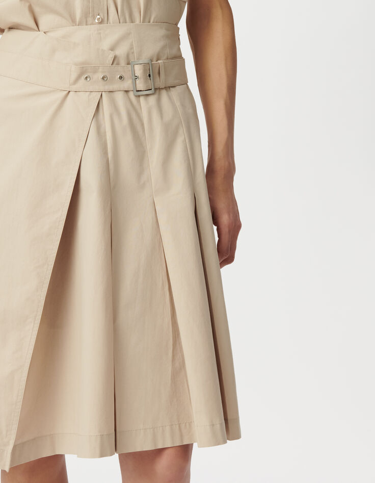 Beige plooirok wikkelmodel Dames-4 Beige plooirok wikkelmodel Dames-4