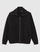 Cardigan zipp&eacute; noir col montant Homme-5