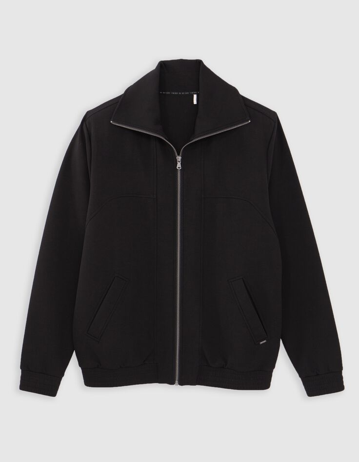 Cardigan zipp&eacute; noir col montant Homme-5