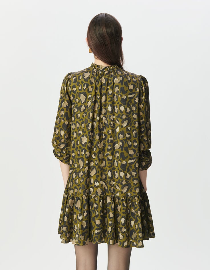 Khaki weites Damenkleid mit Leo-Fleckenprint-3 Khaki weites Damenkleid mit Leo-Fleckenprint-3