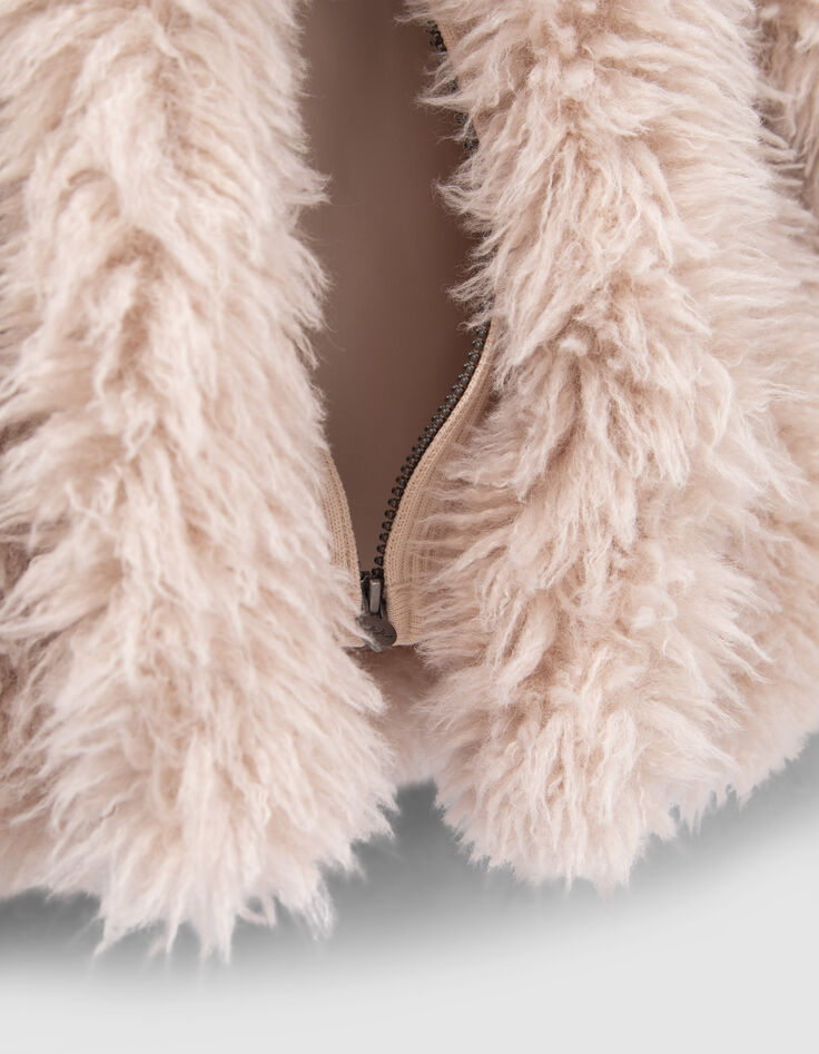 Chaqueta beige bimaterial niña-4
