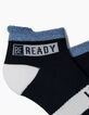 Weiße und marineblaue kurze Mädchensocken -5