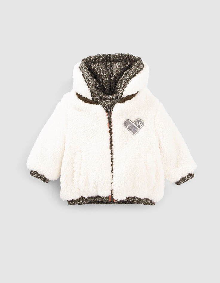 Doudoune réversible léopard floral ou Sherpa bébé fille-3