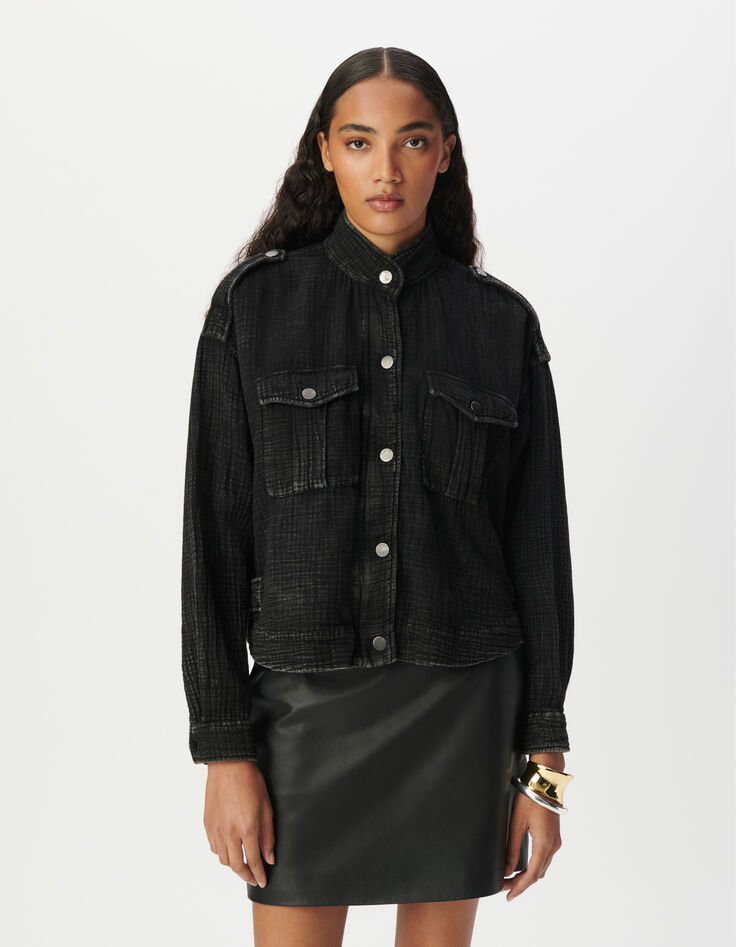 Veste oversize grise gaze de coton bio Femme-2