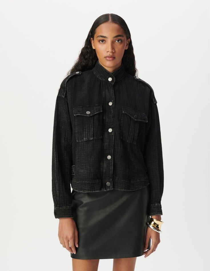 Veste oversize grise gaze de coton bio Femme-2 Veste oversize grise gaze de coton bio Femme-2