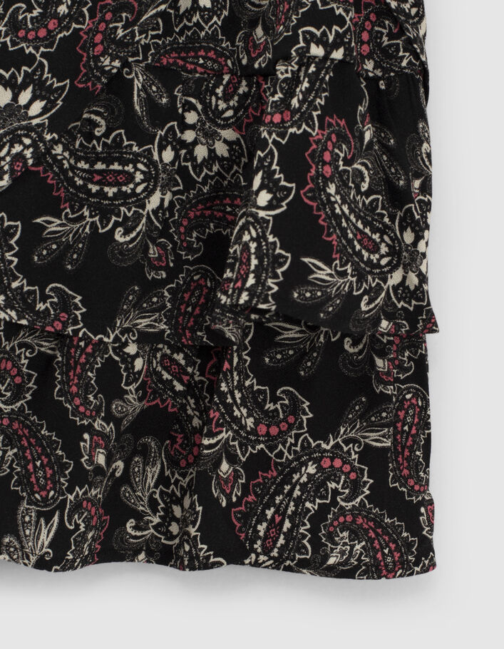 Girls’ black Paisley print ruffled short skirt - IKKS