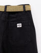 Schwarze weite Mädchenjeans mit Falten und Schleifen-6