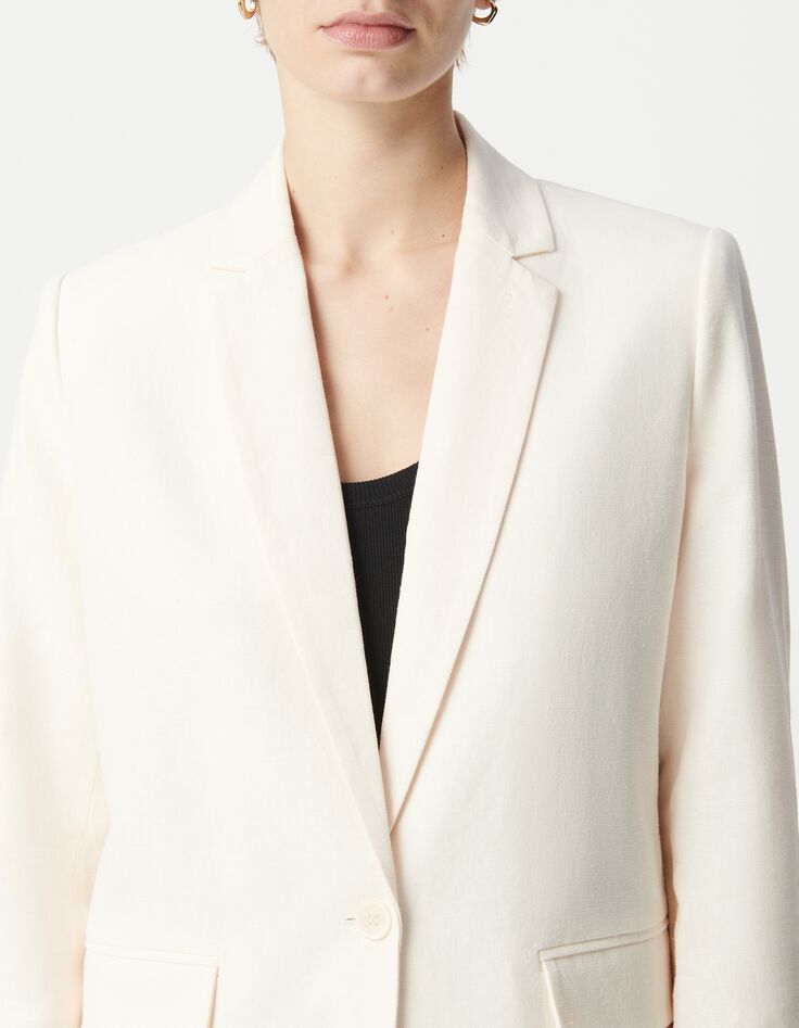 Anzugjacke f&uuml;r Damen aus ungebleichtem Leinen und Baumwolle-5