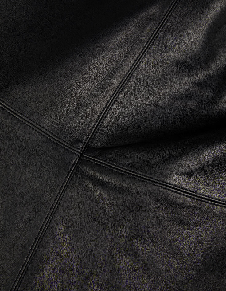 Vestido bustier cuero negro Mujer-9