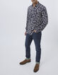 Marineblaues Herrenhemd im SLIM-Fit mit Blumenprint-7