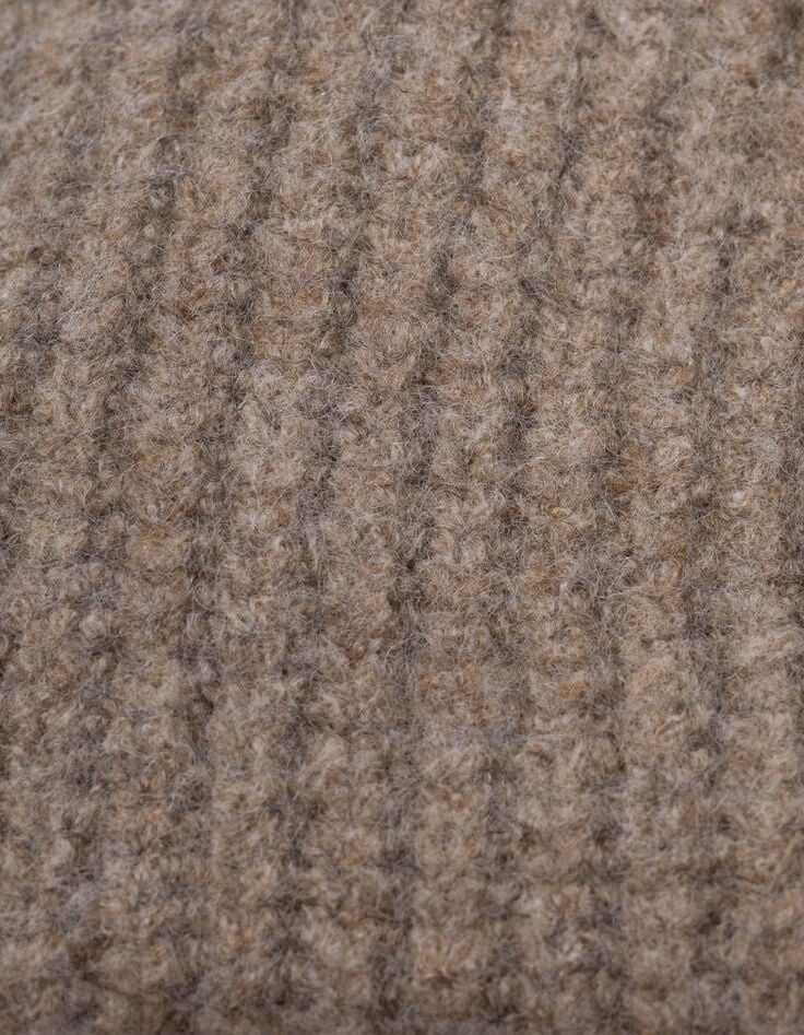 Bonnet camel tricot fourré grosses côtes garçon-7