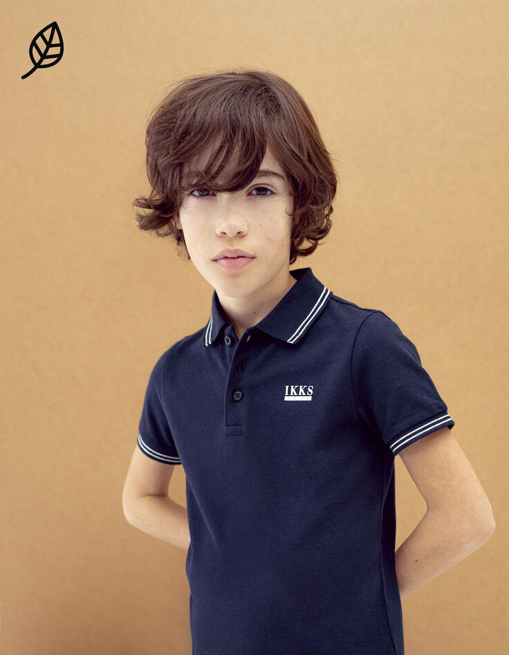 Boy&rsquo;s navy organic cotton polo shirt-2